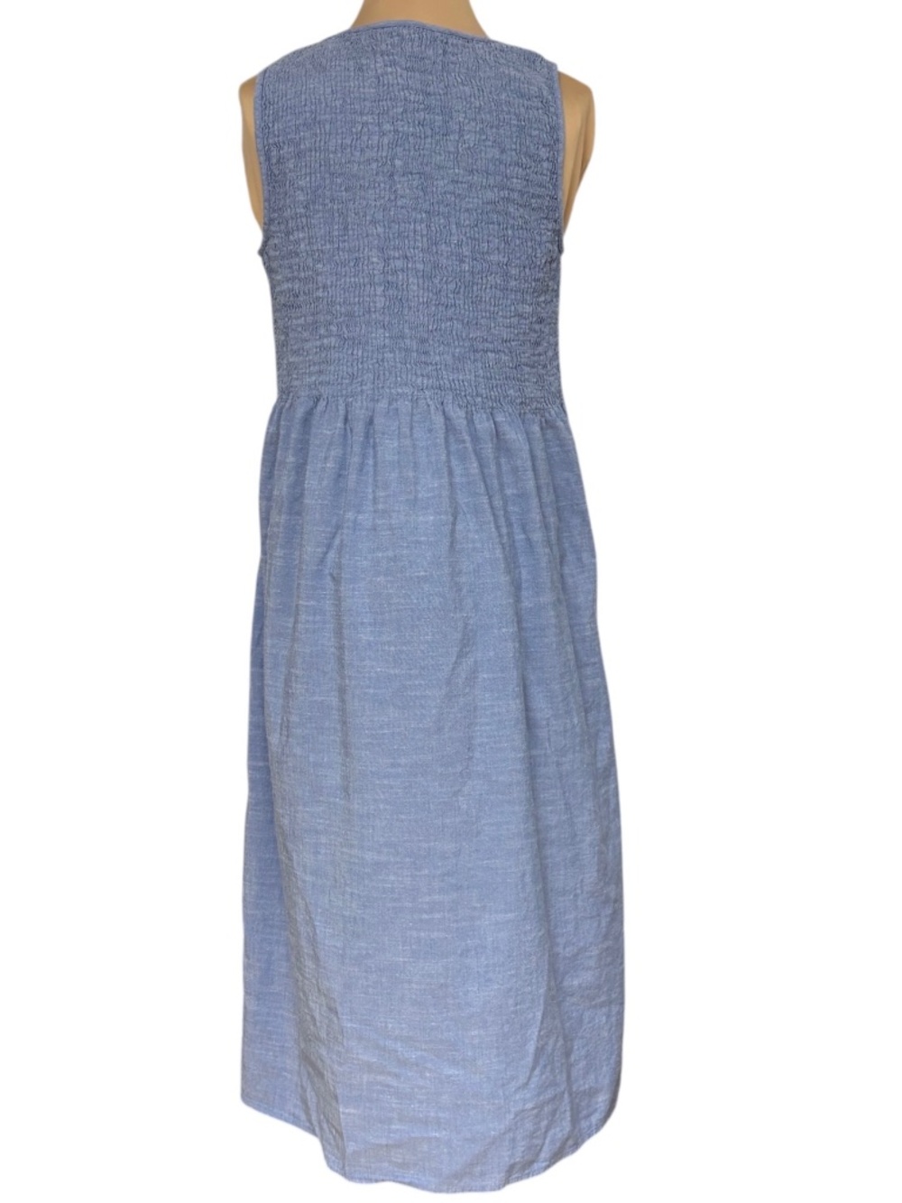 dress CROFT & BARROW blue M cotton/viscose sleeveless scoop neck elastic bodice - Picture 4 of 15